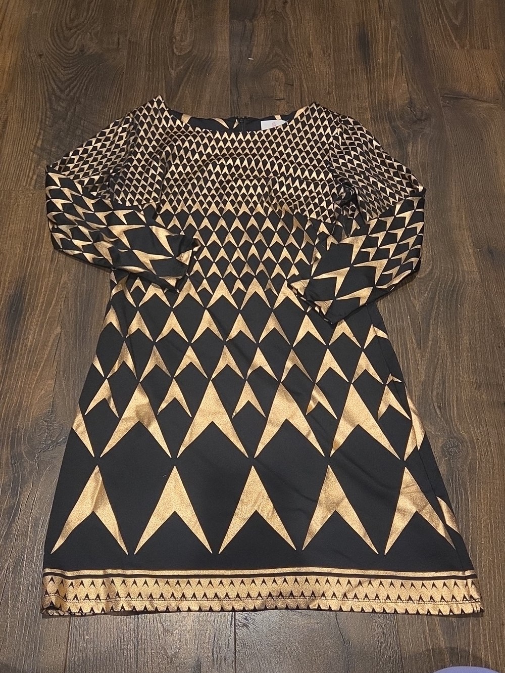 Julie Brown NYC Black Gold Geometric Dress Sz Medium